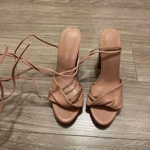 Laced up chunk heels